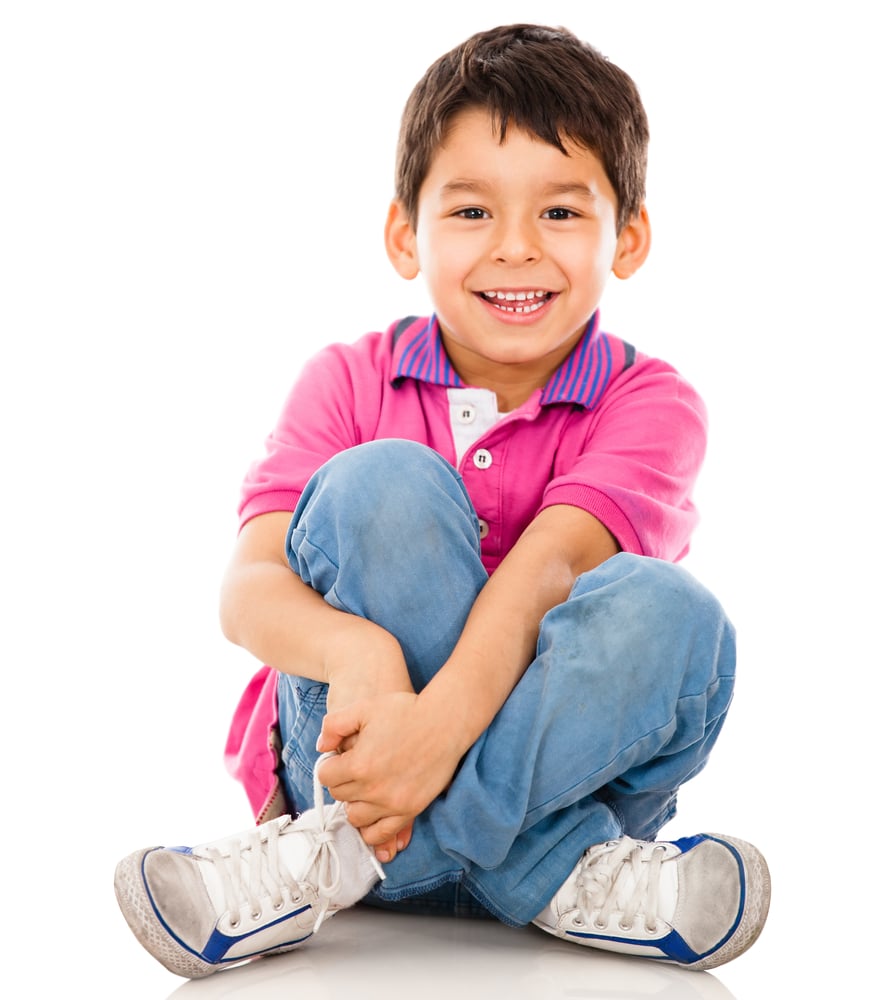 Happy little boy - isolated over a white backgorund